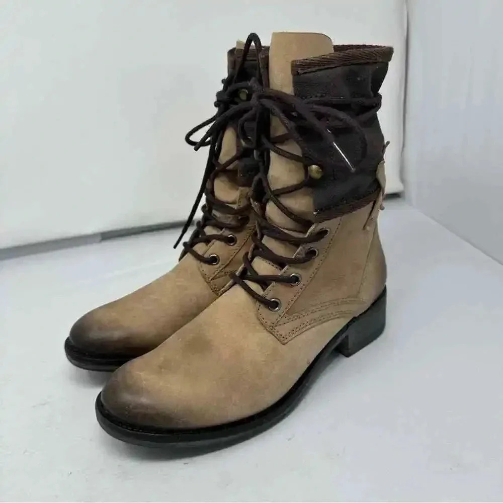 Coconuts‎ by Matisse Mechanic Combat Boot Two Tone Leather Size 8 Steampunk